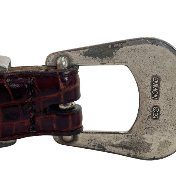 Vintage 1999 Men’s Belt Master Genuine Italian Leather Belt Golfer Buckle SZ 38 - Picture 8 of 10